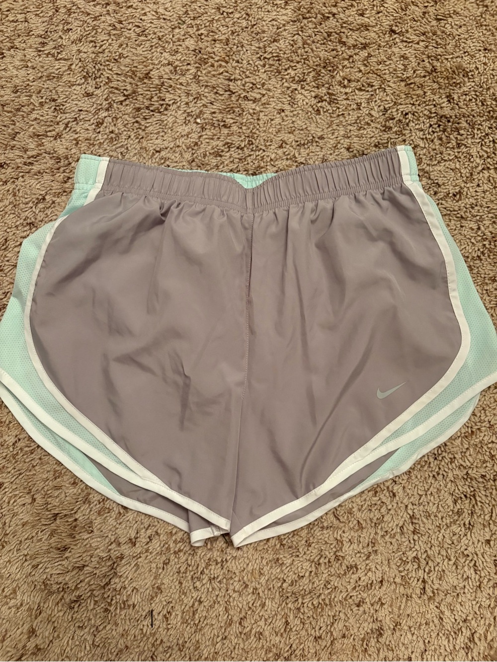Nike Women's Gray and Mint Athletic Running Shorts